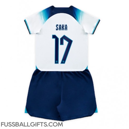 England Bukayo Saka #17 Fußballbekleidung Heimtrikot Kinder WM 2022 Kurzarm (+ kurze hosen)